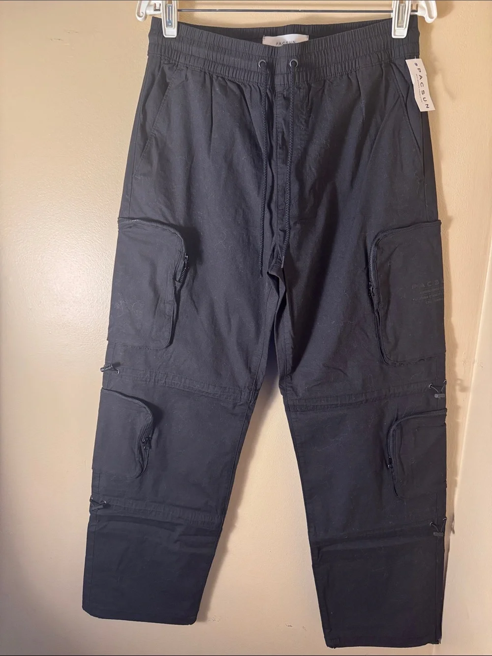 PacSun Black Men’s Cargo Pants with Multiple Zip Pockets